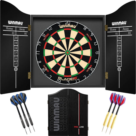 Winmau - Blade 6 Dual Core Dartboard & Pro-Line Cabinet Ready to Play Bundle -
