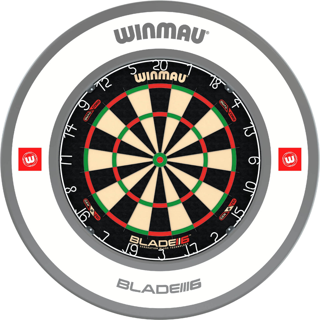 Winmau - Blade 6 Dual Core Dartboard & Surround Bundle - Pro-Line 1.0 White