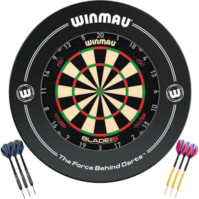Winmau - Blade 6 Triple Core Dartboard & Surround Ready to Play Bundle - Black