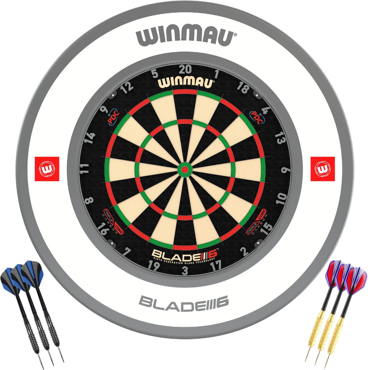 Winmau - Blade 6 Triple Core Dartboard & Surround Ready to Play Bundle - Pro-Line 1.0