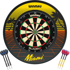 Winmau - Blade 6 Triple Core Dartboard & Surround Ready to Play Bundle - Miami