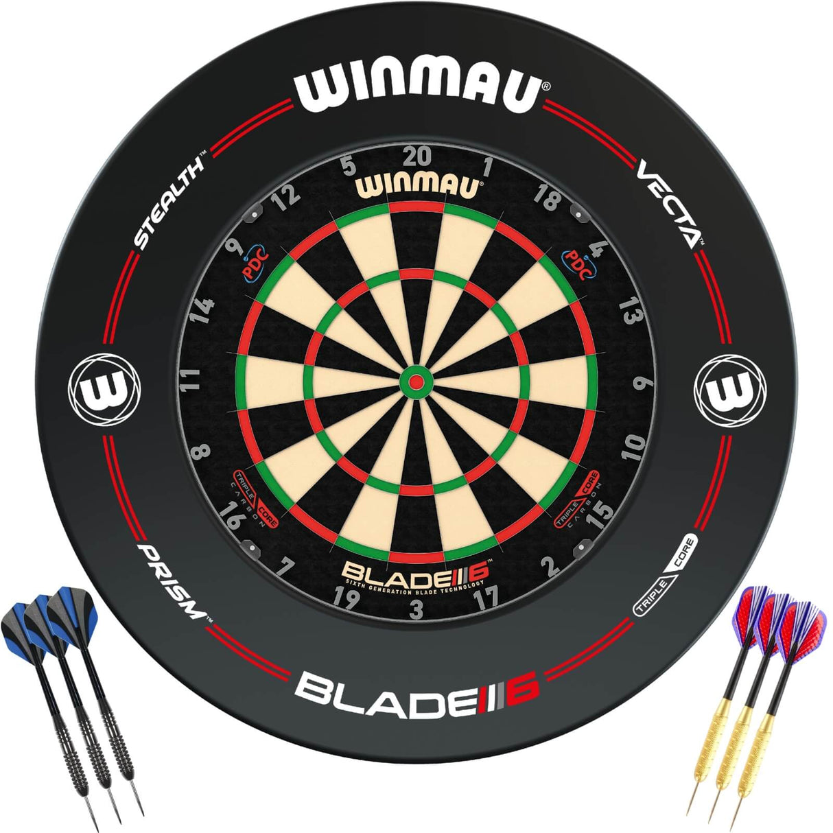 Winmau - Blade 6 Triple Core Dartboard & Surround Ready to Play Bundle - Pro-Line