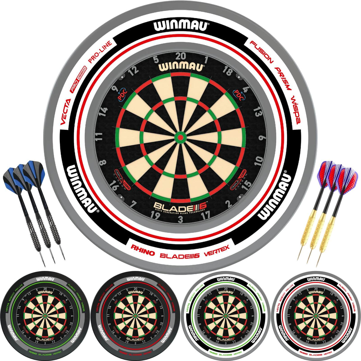 Winmau - Blade 6 Triple Core Dartboard & Advance Surround Ready to Play Bundle -