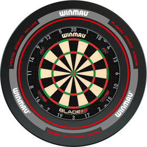Winmau - Blade 6 Triple Core Dartboard & Advance Surround Bundle - Black & Red
