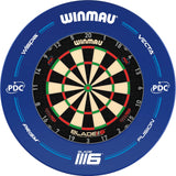 Winmau - Blade 6 Triple Core Dartboard & Blue PDC Surround Bundle -