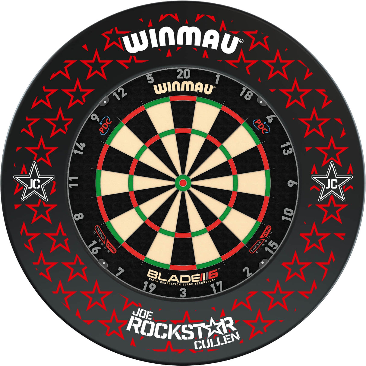 Winmau - Blade 6 Triple Core Dartboard & Joe Cullen Surround Bundle -