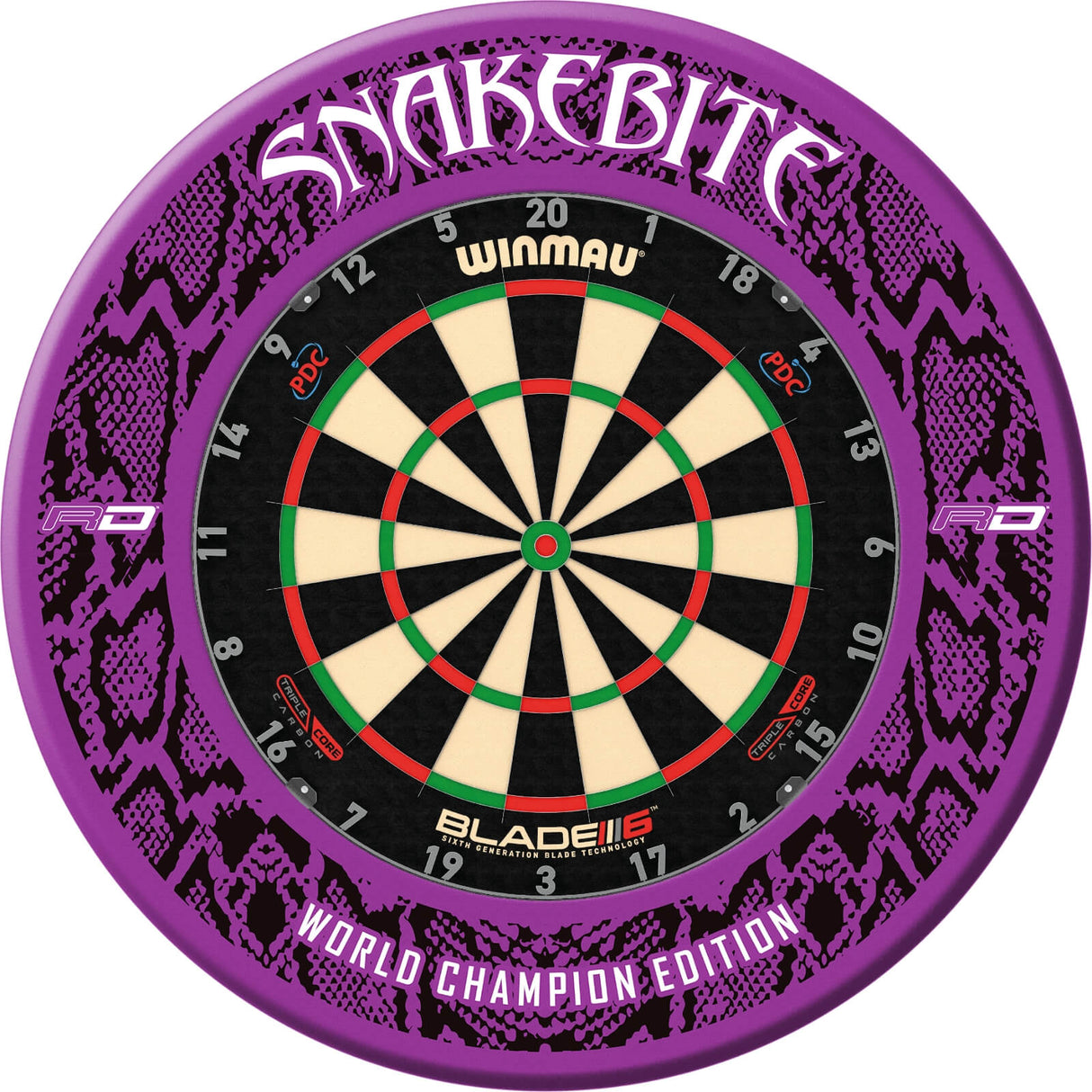 Winmau - Blade 6 Triple Core Dartboard & Player Edition Surround Bundle - Peter Wright