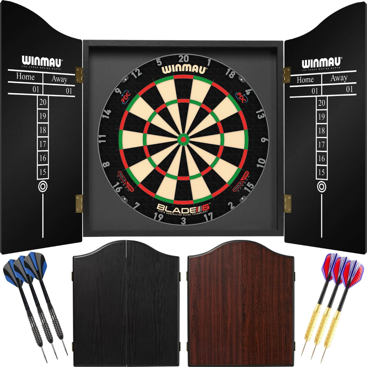 Winmau - Blade 6 Triple Core Dartboard & Cabinet Ready to Play Bundle -