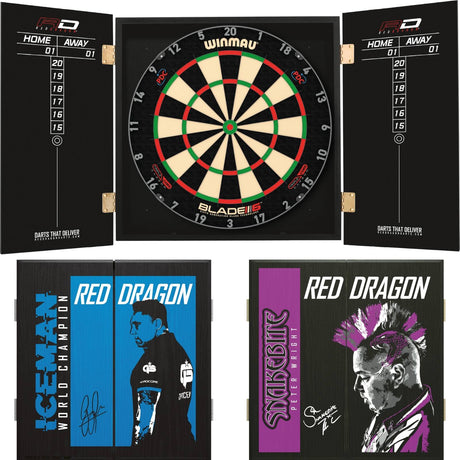 Winmau - Blade 6 Triple Core Dartboard & Player Edition Cabinet Bundle -