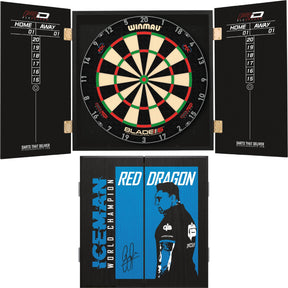 Winmau - Blade 6 Triple Core Dartboard & Player Edition Cabinet Bundle - Gerwyn Price
