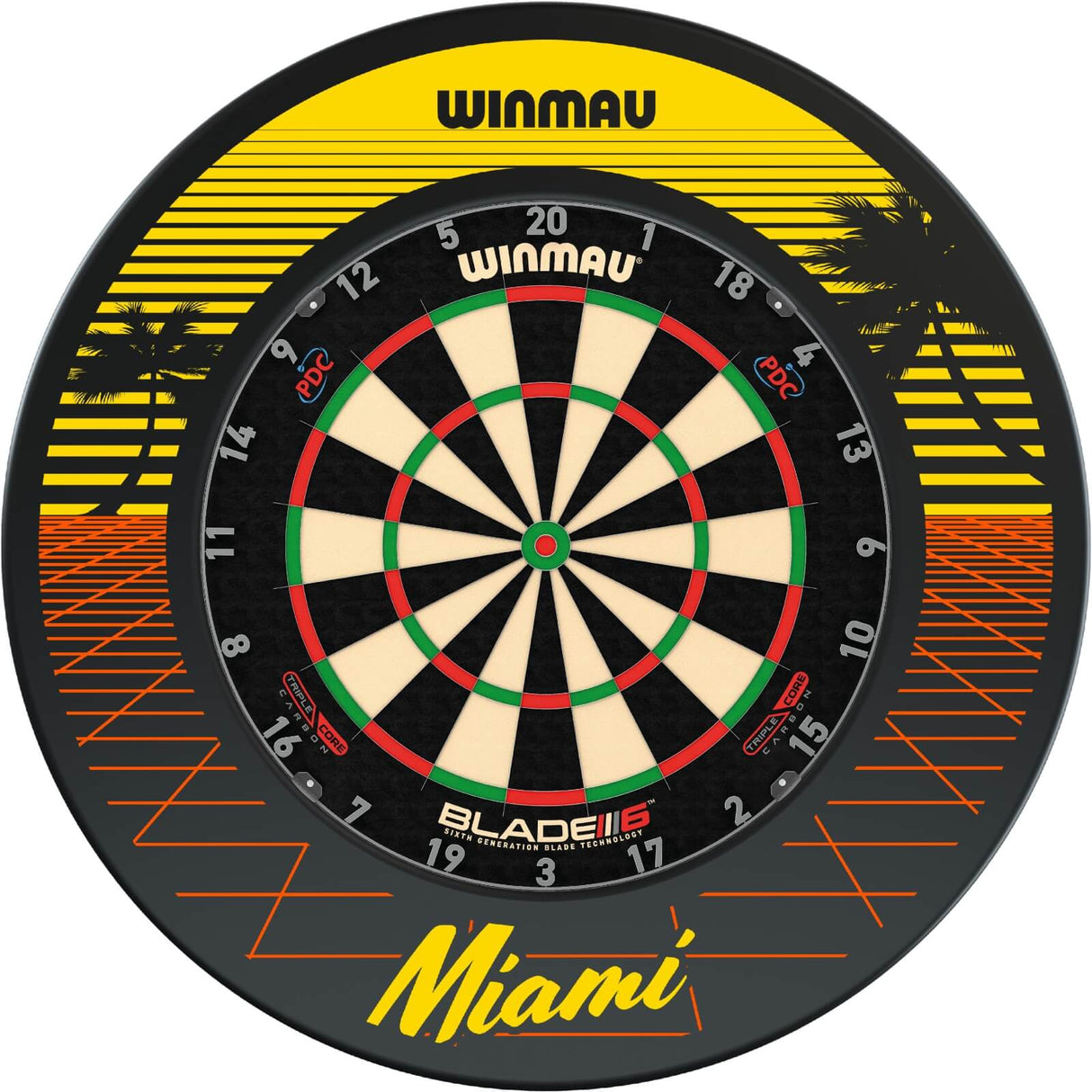 Winmau - Blade 6 Triple Core Dartboard & Surround Bundle - Miami