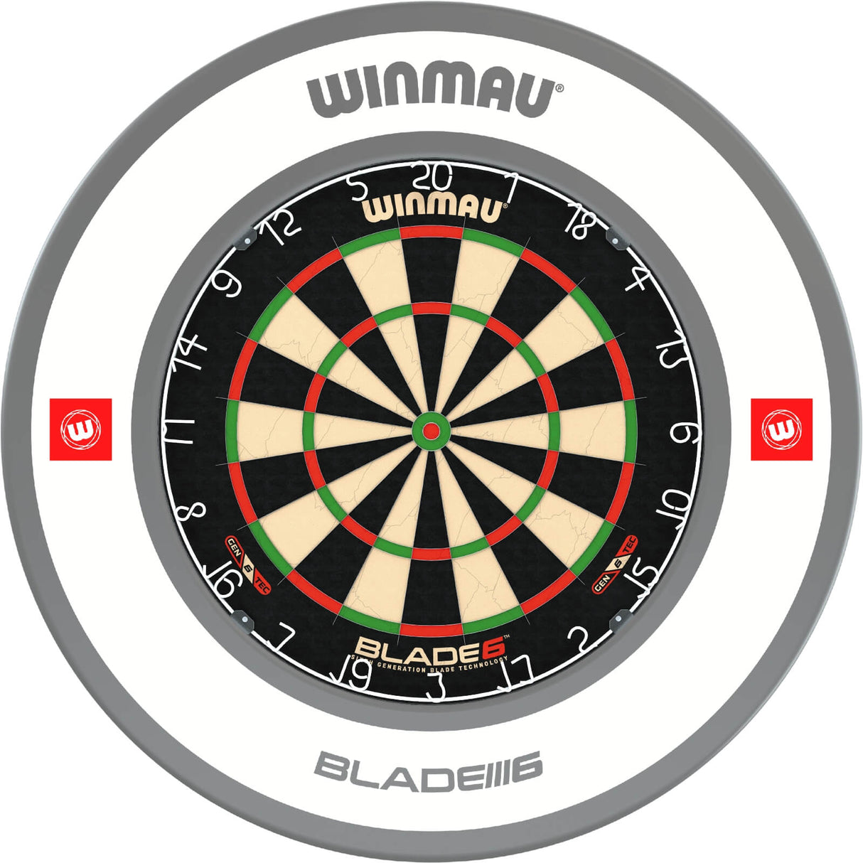 Winmau - Blade 6 Dartboard & Surround Bundle - Pro-Line 1.0 White