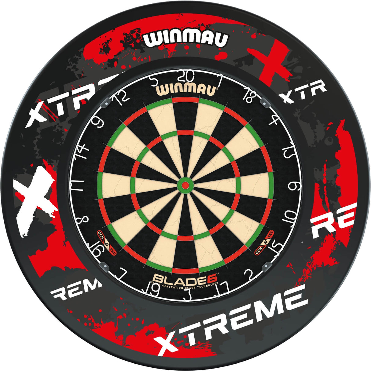 Winmau - Blade 6 Dartboard & Surround Bundle - Xtreme Red