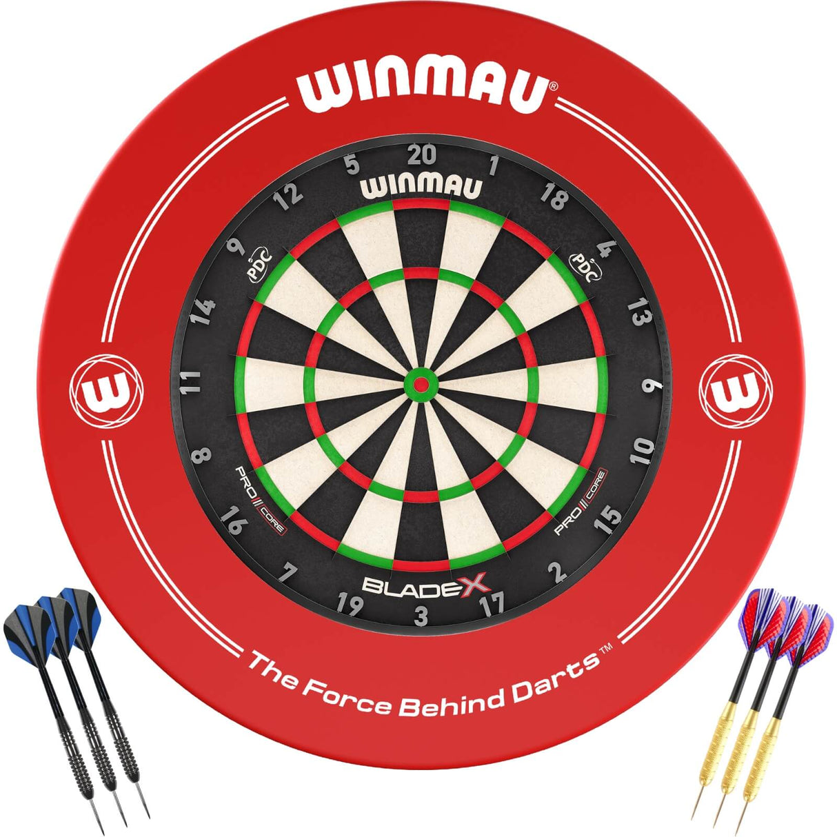 Winmau - Blade X Dartboard & Surround Ready to Play Bundle - Red