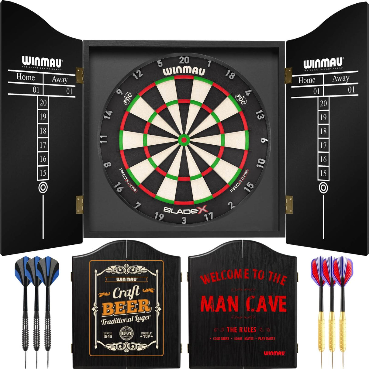 Winmau - Blade X Dartboard & Cabinet Ready to Play Bundle -