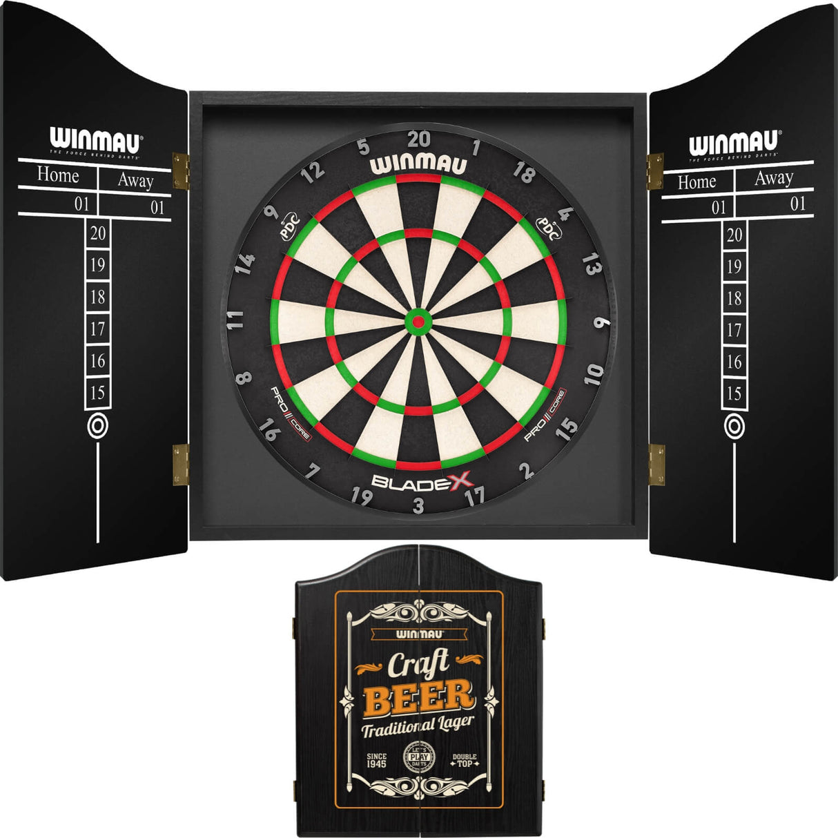 Winmau - Blade X Dartboard & Cabinet Bundle - Craft Beer