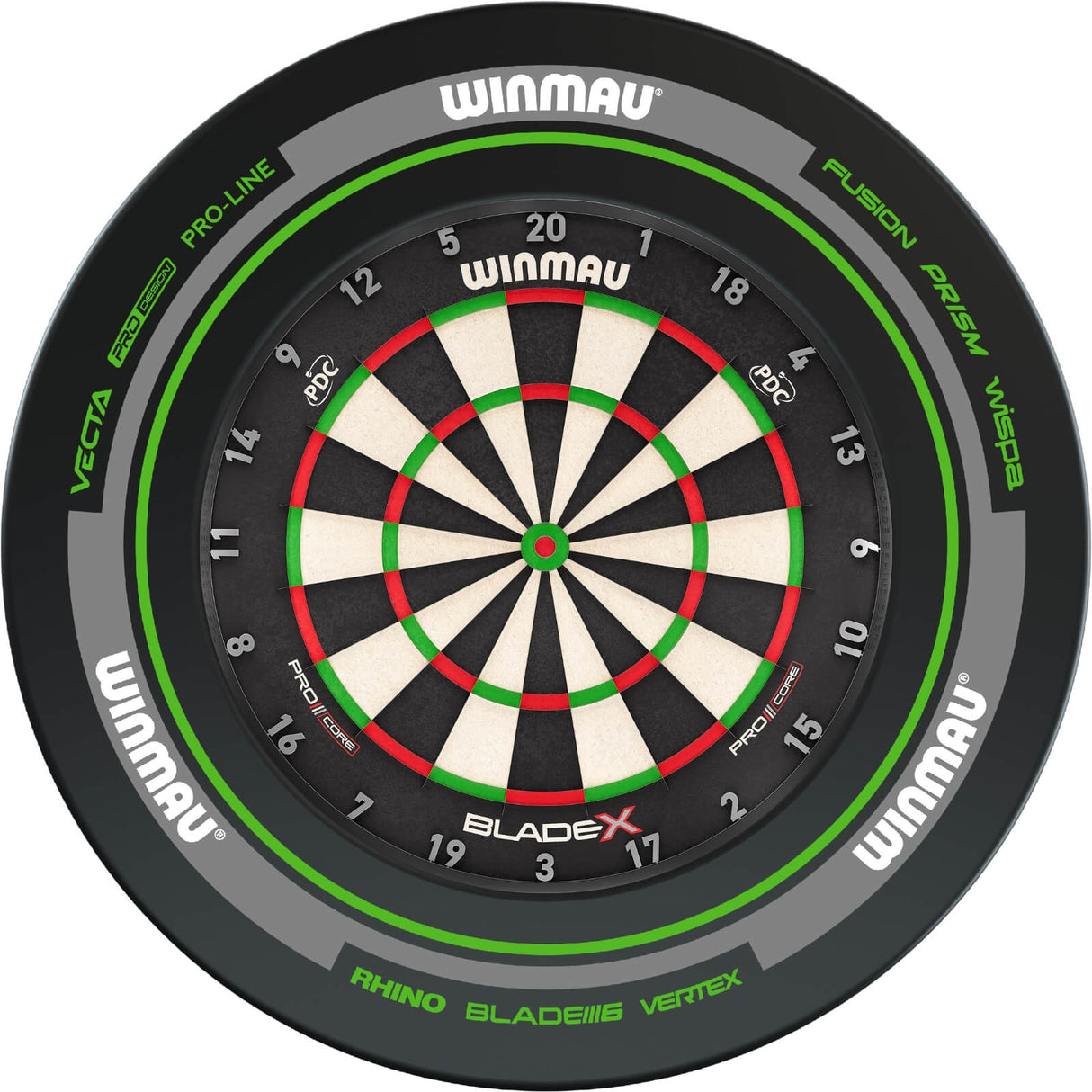 Winmau - Blade X Dartboard & Advance Surround Bundle - Black & Green