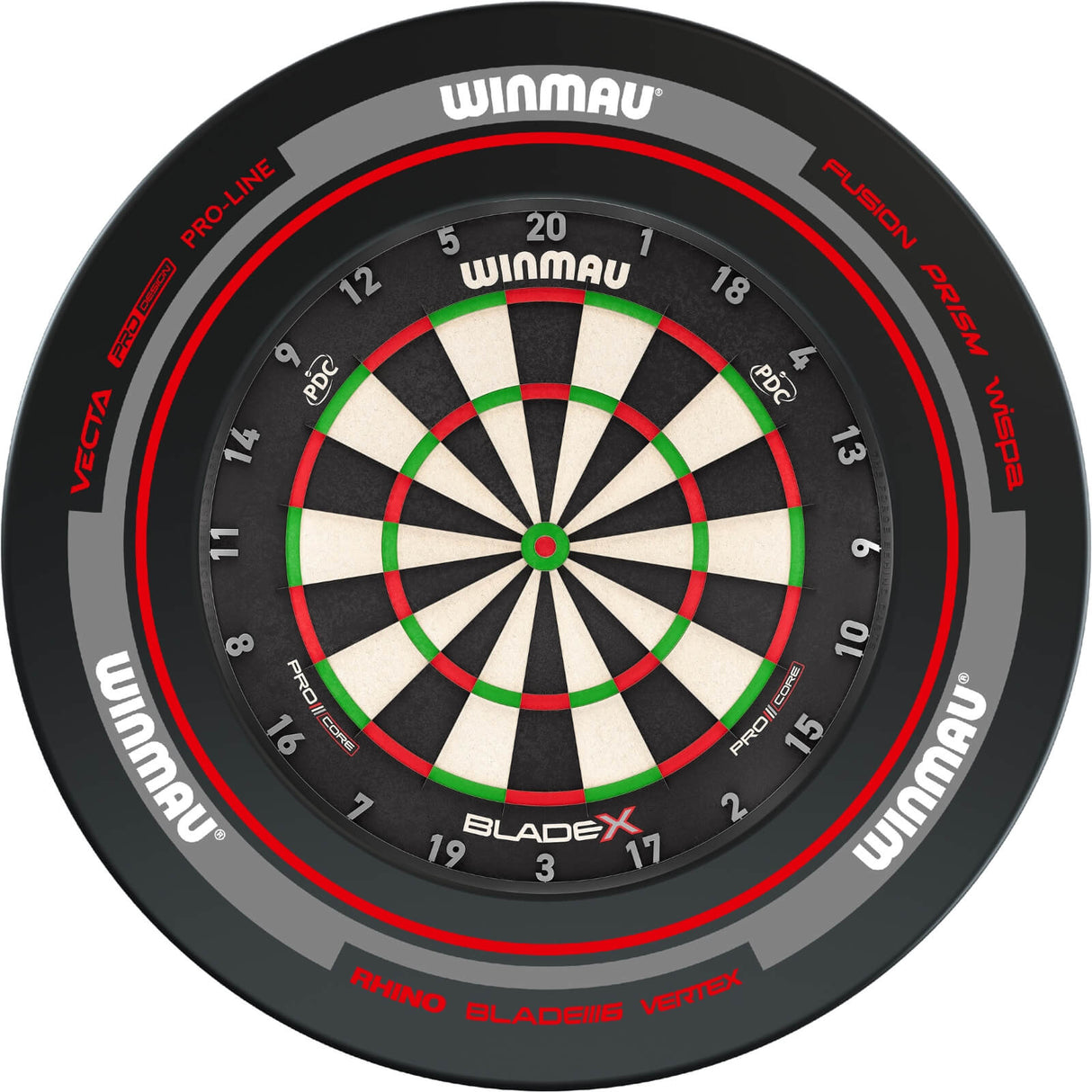 Winmau - Blade X Dartboard & Advance Surround Bundle - Black & Red