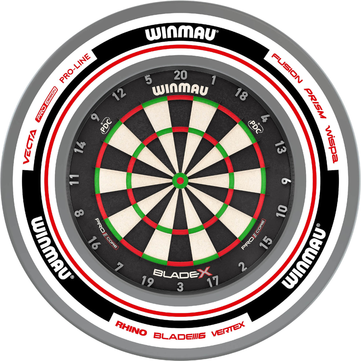 Winmau - Blade X Dartboard & Advance Surround Bundle - White & Red