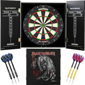 Winmau - Blade X Dartboard & Iron Maiden Cabinet Ready to Play Bundle - Killers
