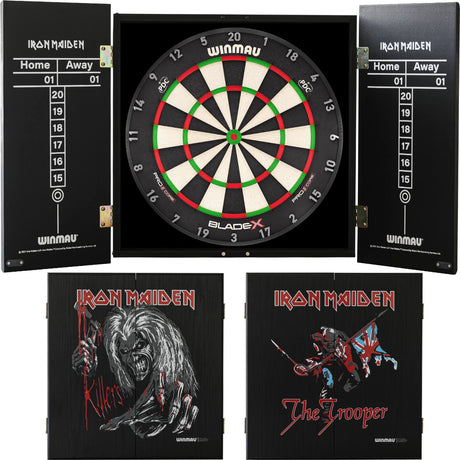 Winmau - Blade X Dartboard & Iron Maiden Cabinet Bundle -