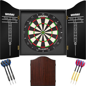 Winmau - Blade X Dartboard & Cabinet Ready to Play Bundle - Rosewood