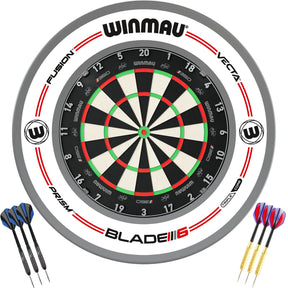Winmau - Blade 360 Triple Core Dartboard & Surround Ready to Play Bundle - Pro-Line White
