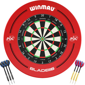 Winmau - Blade 360 Triple Core Dartboard & Surround Ready to Play Bundle - Red PDC