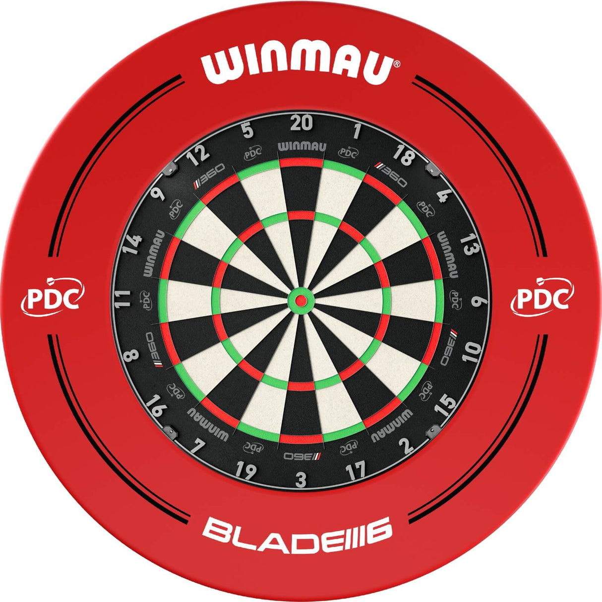 Winmau - Blade 360 Triple Core Dartboard & Surround Bundle - Red PDC