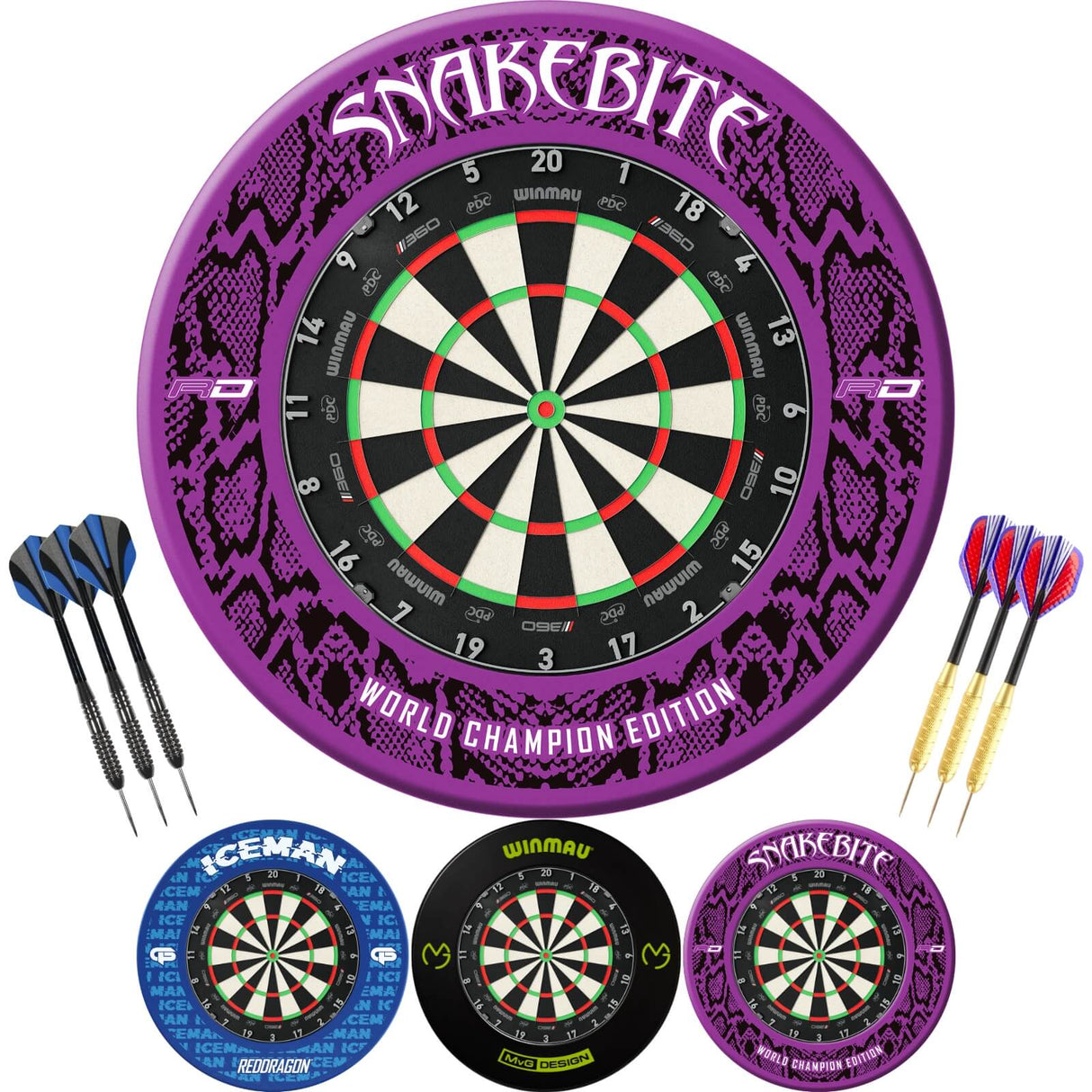 Winmau - Blade 360 Triple Core Dartboard & Player Edition Surround Ready to Play Bundle -