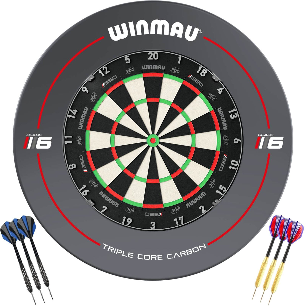 Winmau - Blade 360 Triple Core Dartboard & Surround Ready to Play Bundle - Blade 6