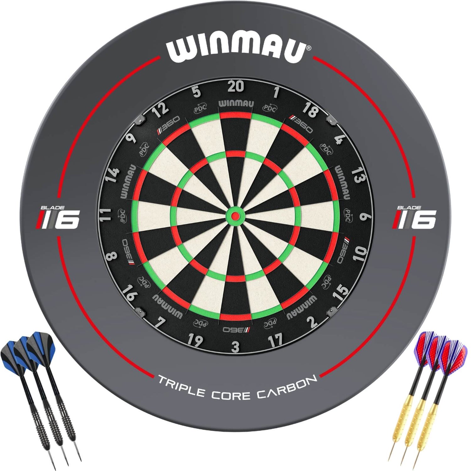 Winmau - Blade 360 Triple Core Dartboard & Surround Ready to Play Bundle - Blade 6
