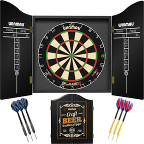 Winmau - Blade 6 Dartboard & Cabinet Ready to Play Bundle - Craft Beer