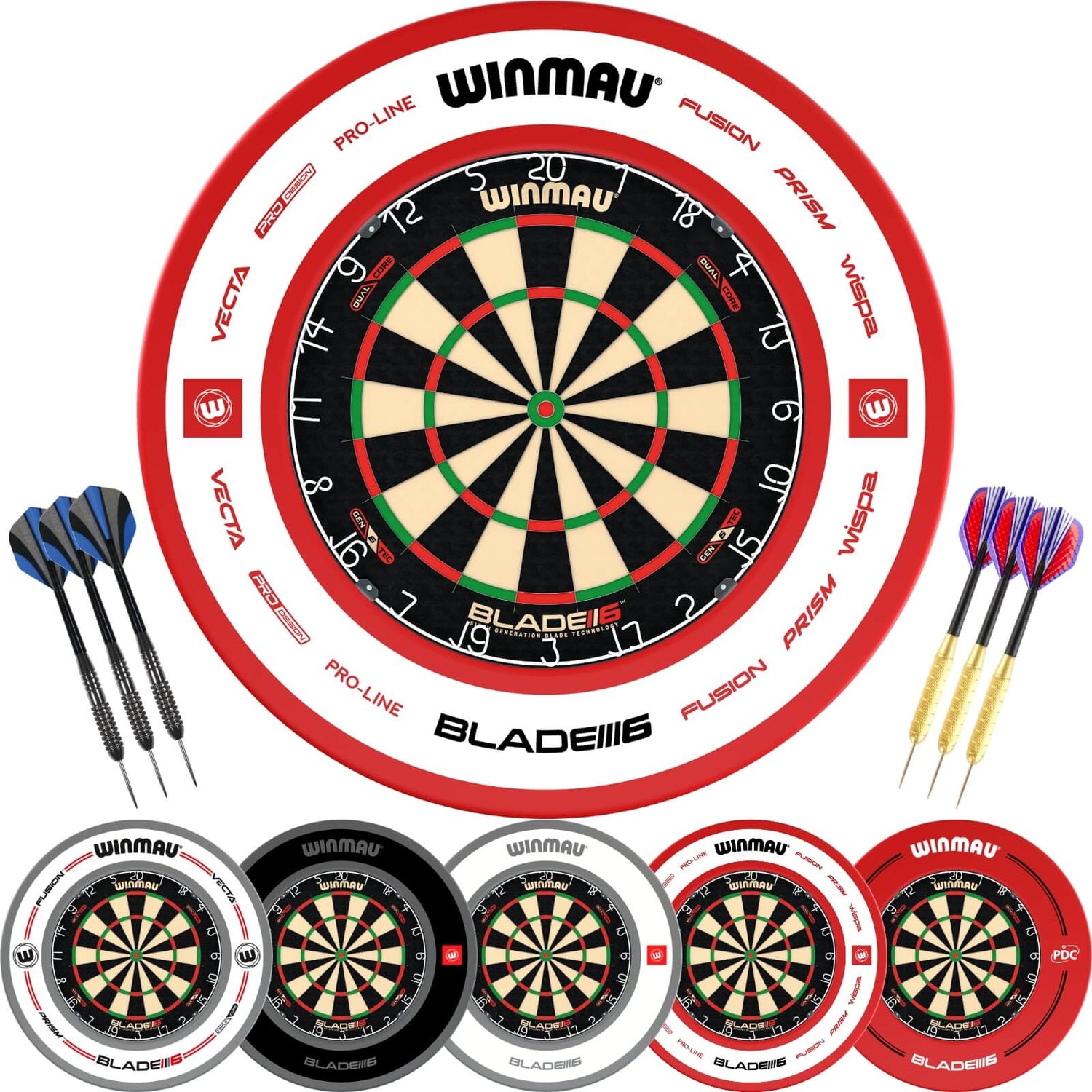 Winmau - Blade 6 Dual Core Dartboard & Surround Ready to Play Bundle -