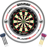 Winmau - Blade 6 Dual Core Dartboard & Surround Ready to Play Bundle - Pro-Line White