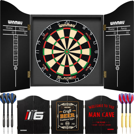 Winmau - Blade 6 Dual Core Dartboard & Cabinet Ready to Play Bundle -