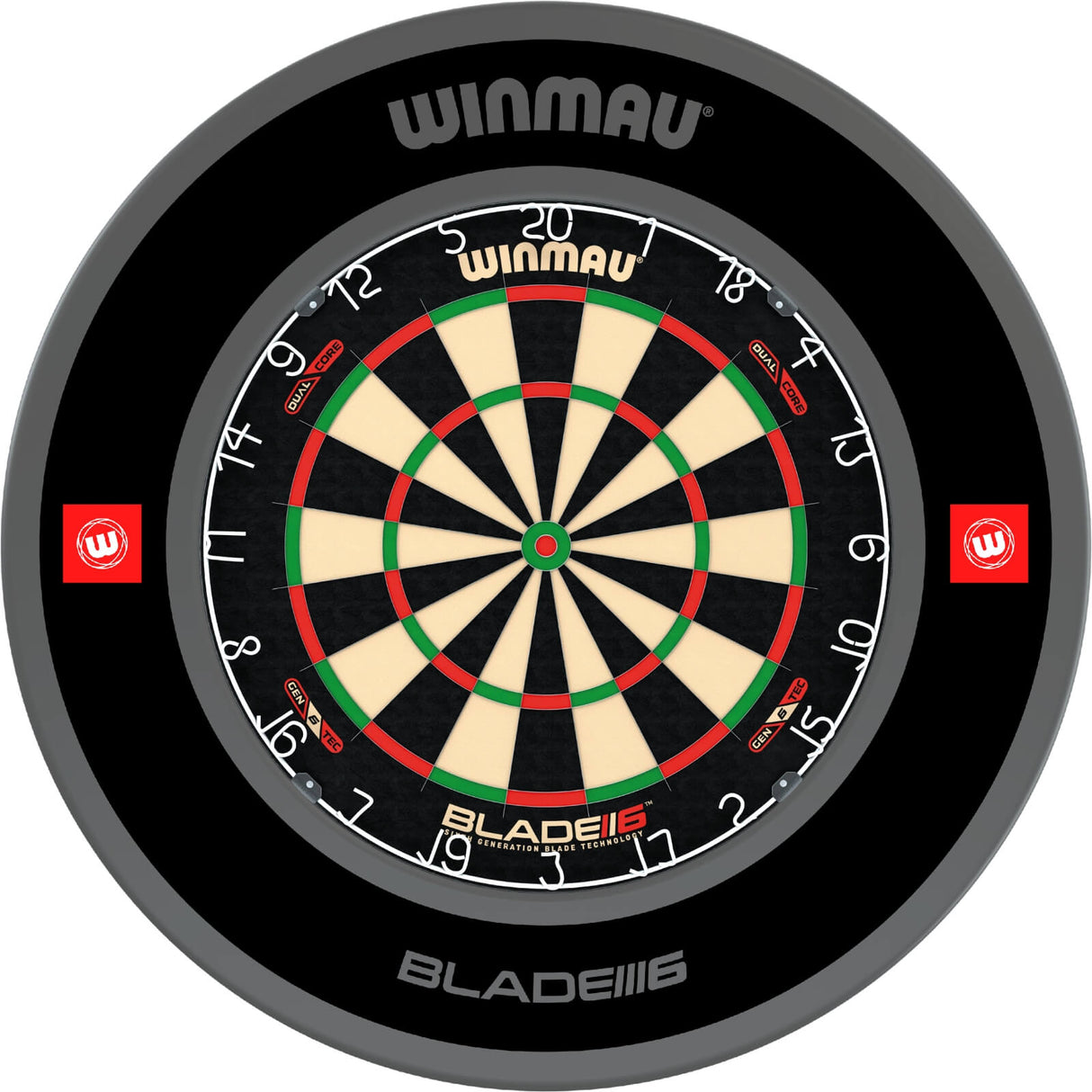 Winmau - Blade 6 Dual Core Dartboard & Surround Bundle - Pro-Line 1.0 Black