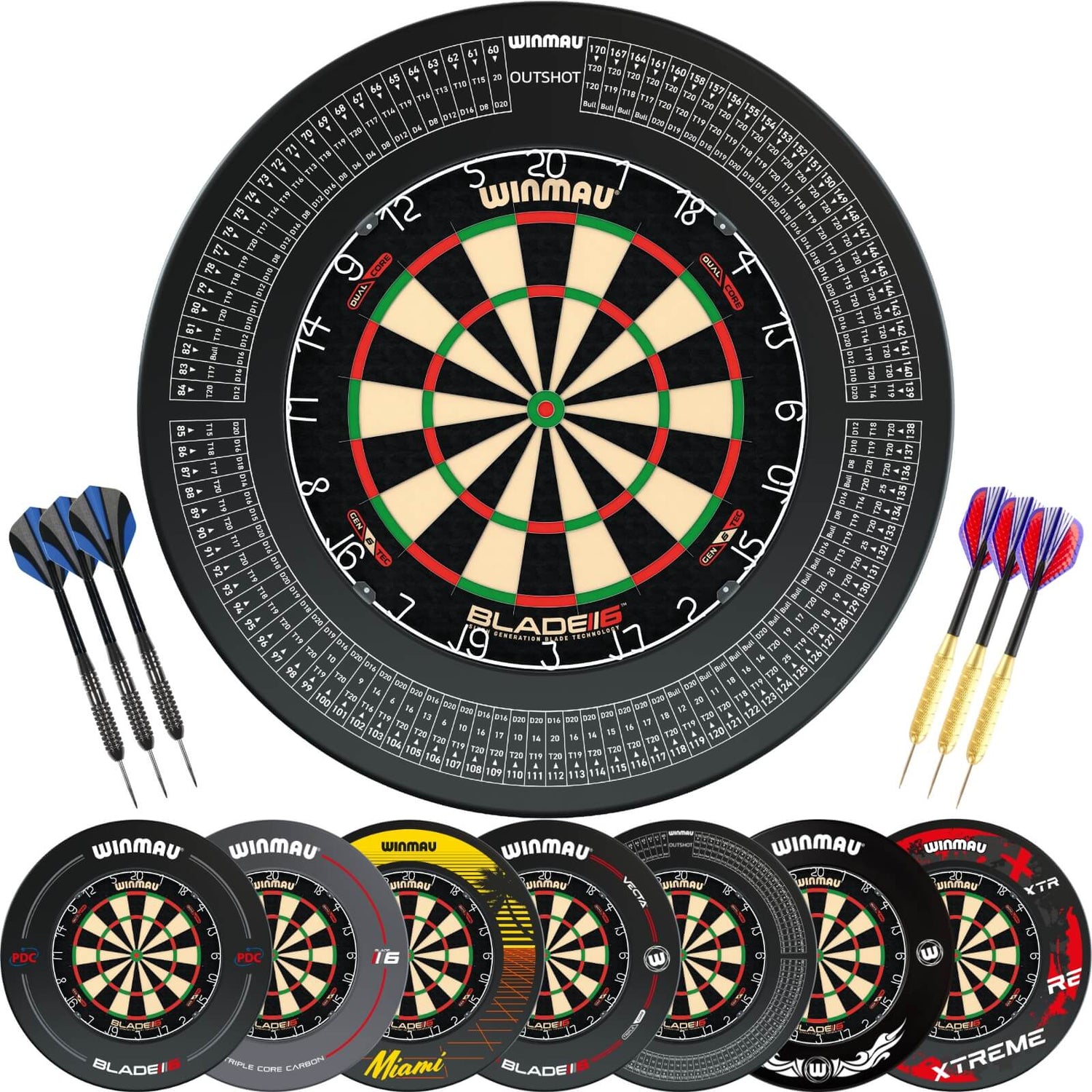 Winmau - Blade 6 Dual Core Dartboard & Surround Ready to Play Bundle -