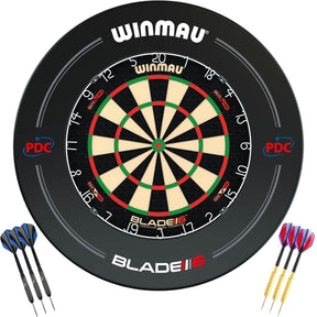 Winmau - Blade 6 Dual Core Dartboard & Surround Ready to Play Bundle - Black PDC