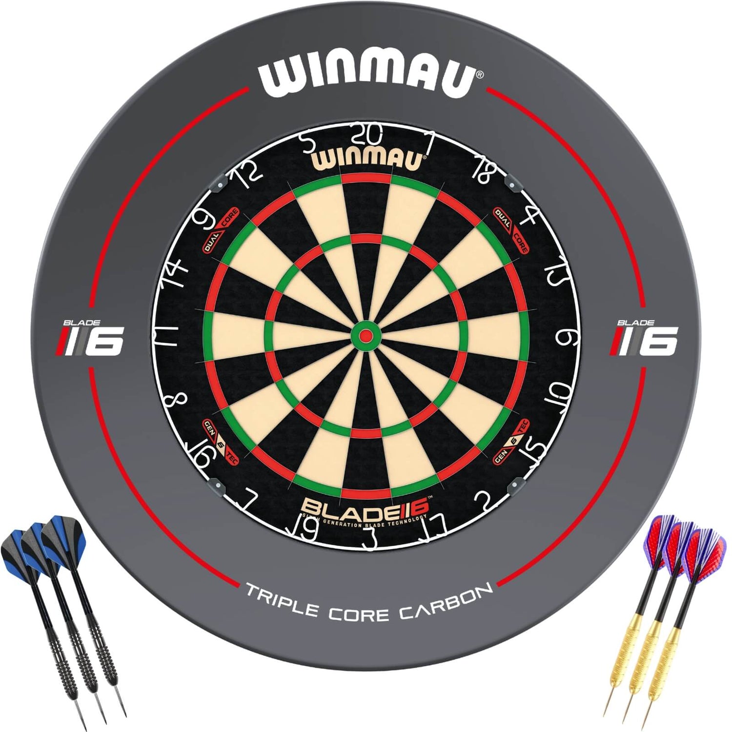 Winmau - Blade 6 Dual Core Dartboard & Surround Ready to Play Bundle - Blade 6