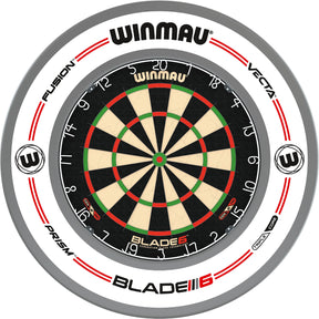 Winmau - Blade 6 Dartboard & Surround Bundle - Pro-Line White