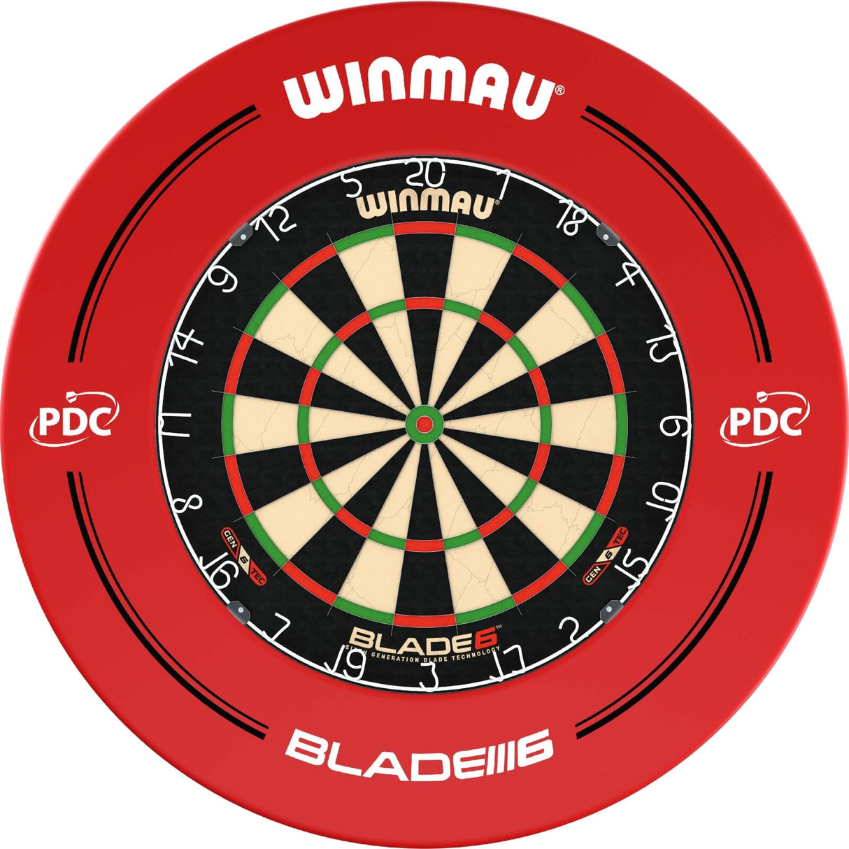 Winmau - Blade 6 Dartboard & Surround Bundle - Red PDC