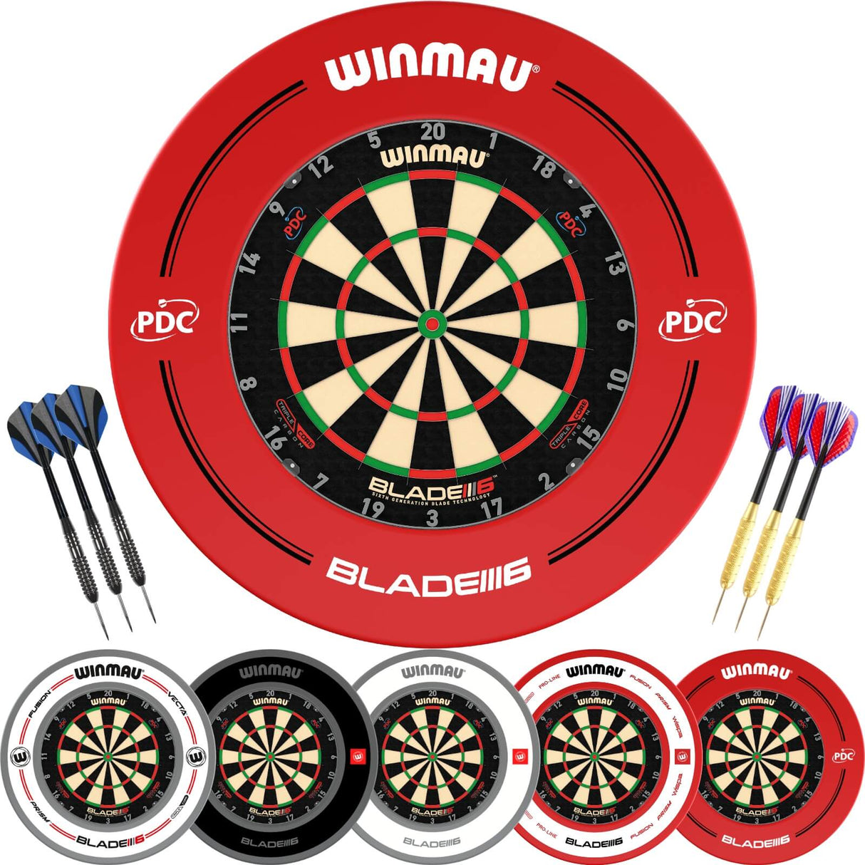 Winmau - Blade 6 Triple Core Dartboard & Surround Ready to Play Bundle -