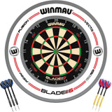Winmau - Blade 6 Triple Core Dartboard & Surround Ready to Play Bundle - Pro-Line White