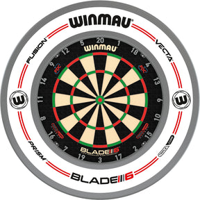 Winmau - Blade 6 Triple Core Dartboard & Surround Bundle - Pro-Line White