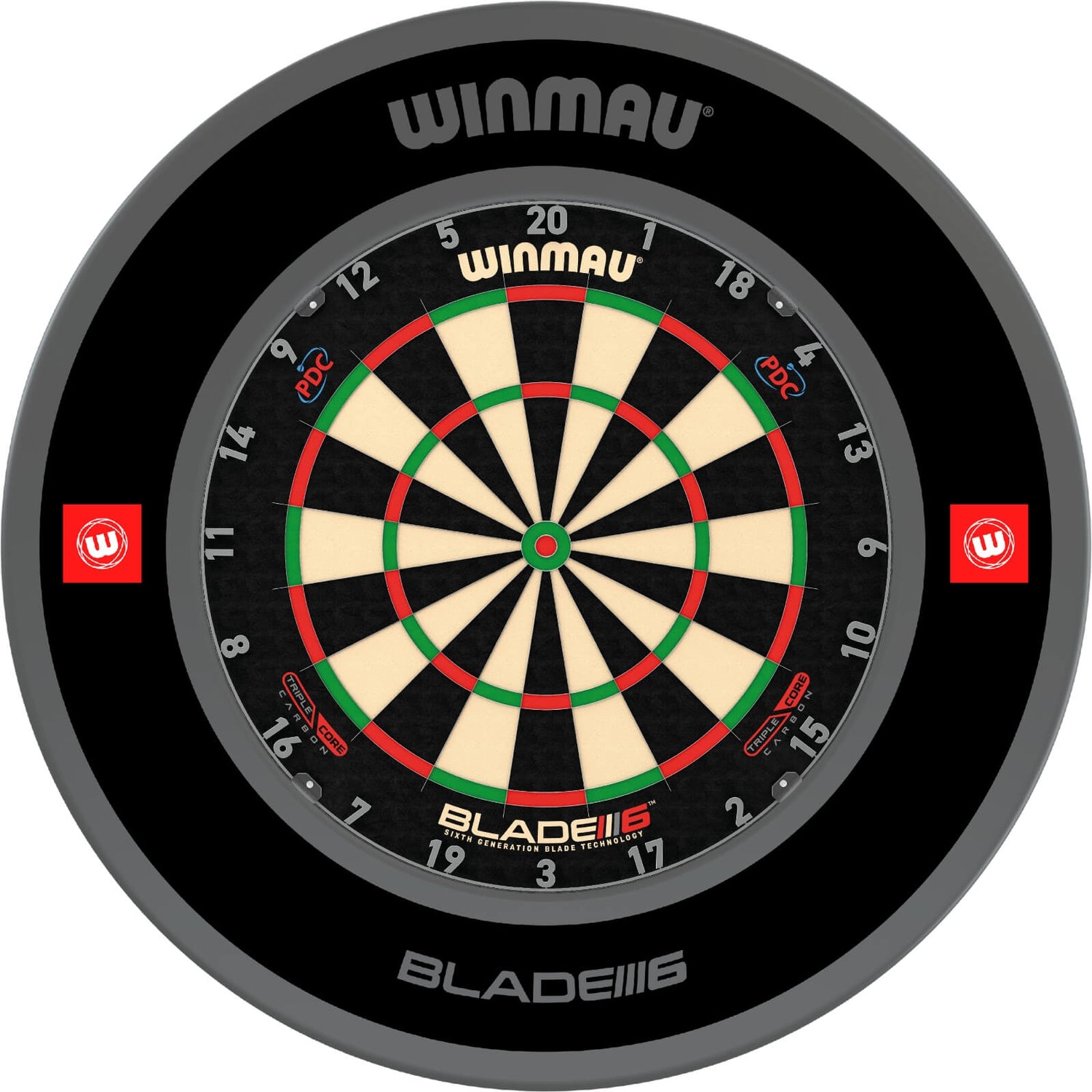 Winmau - Blade 6 Triple Core Dartboard & Surround Bundle - Pro-Line 1.0 Black