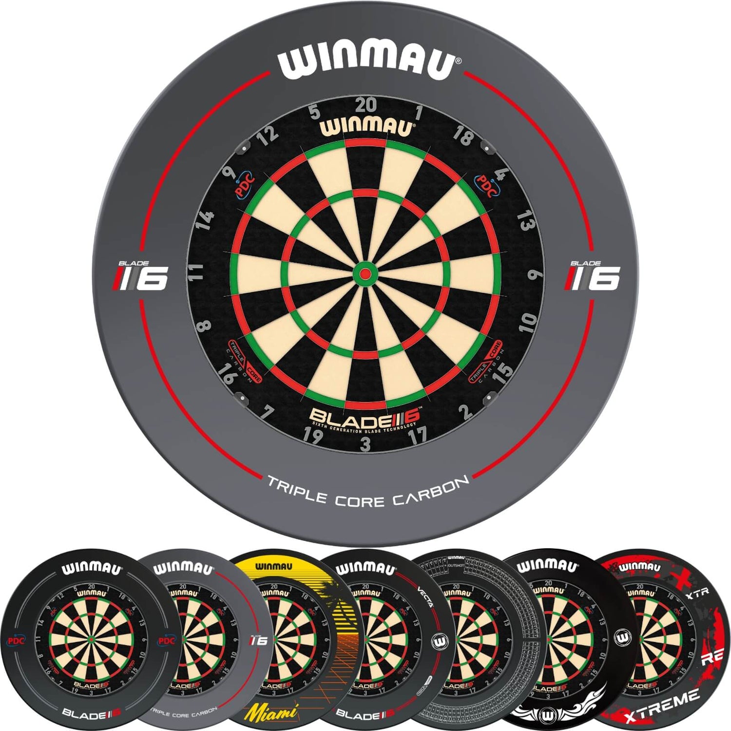 Winmau - Blade 6 Triple Core Dartboard & Surround Bundle -