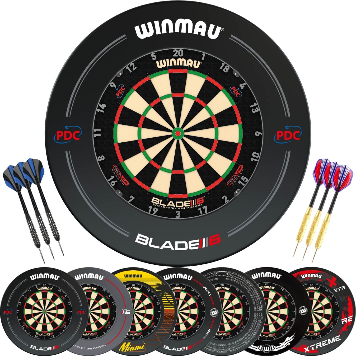 Winmau - Blade 6 Triple Core Dartboard & Surround Ready to Play Bundle -