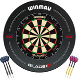 Winmau - Blade 6 Triple Core Dartboard & Surround Ready to Play Bundle - Black PDC