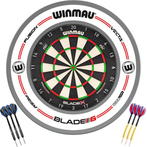 Winmau - Blade X Dartboard & Surround Ready to Play Bundle - Pro-Line White